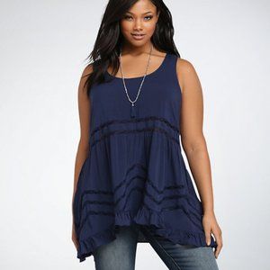 Torrid Challis Navy Blue Blouse